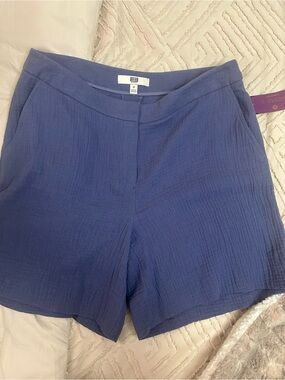 Etcetera Slate Blue Textured Gauze Shorts